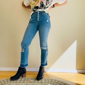 INC Ripped Straight- Leg Jeans